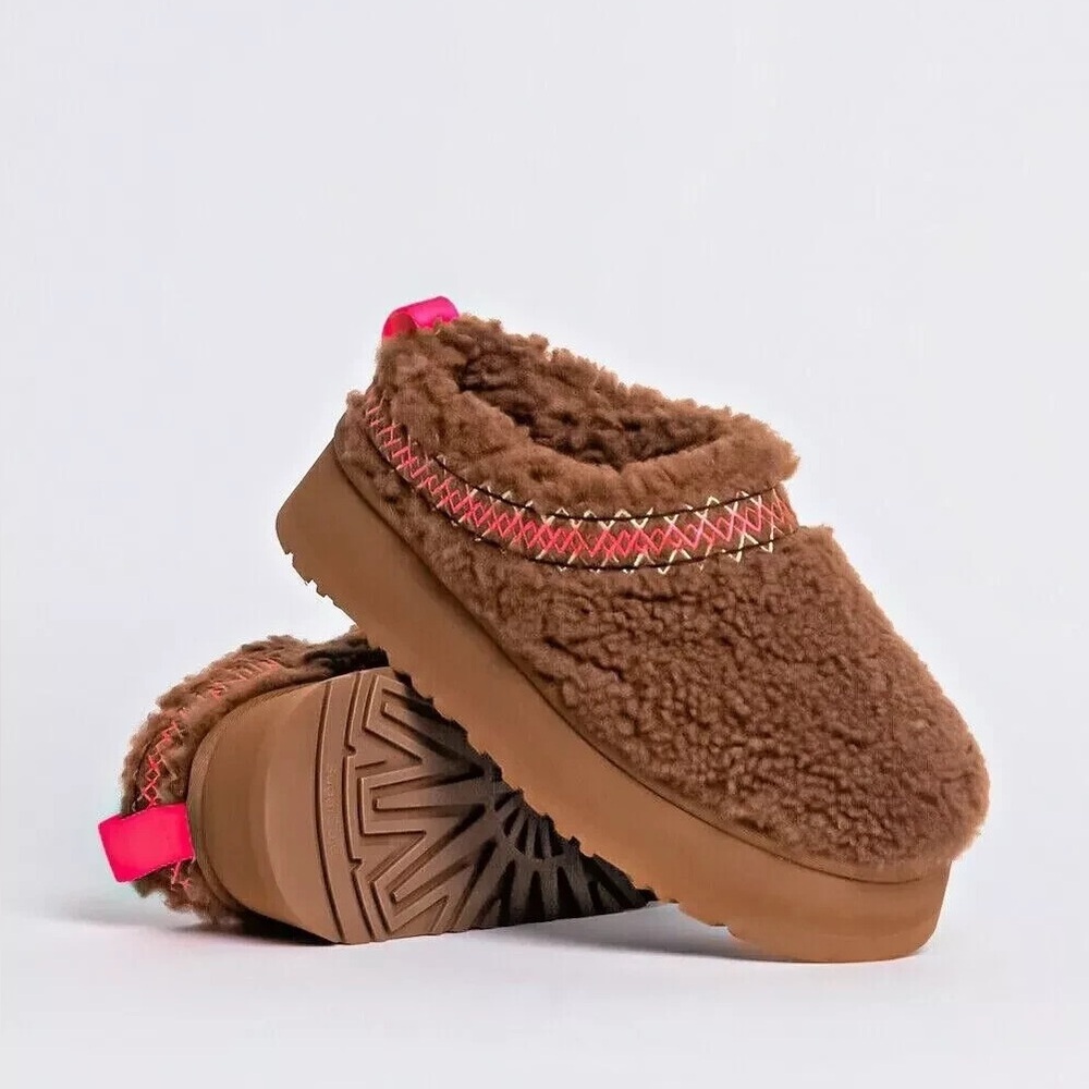 UGG Tazz Braid Platform Slippers Women’s Size 7 Hardwood Color